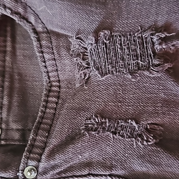 Billabong Button Fly Raw Hem Distressed Black Jean Short - Picture 4 of 7